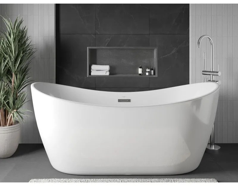 Mexen X-Wall-R, polička na zapustenie na obklad s golierom 75 x 30 cm, oceľová, 1910753010