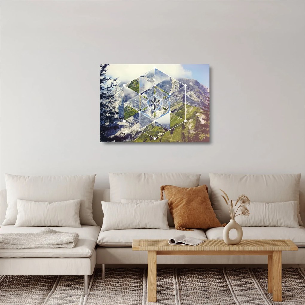 Sklenený obraz - Geometrický sklenený obrazec (70x50 cm)