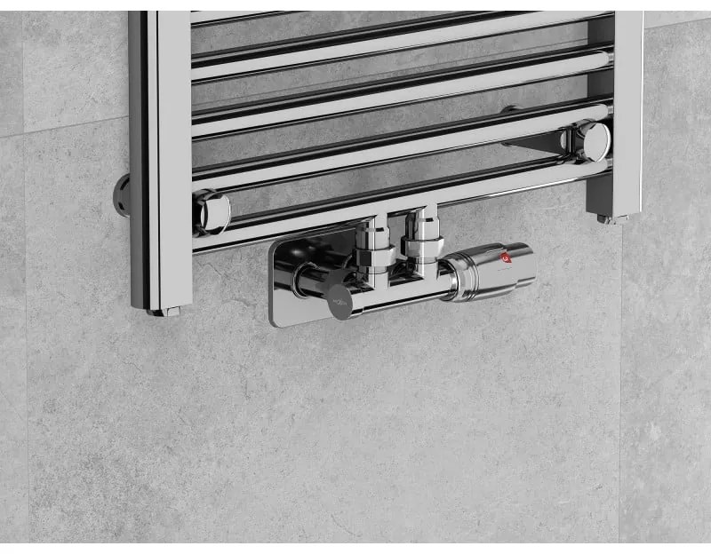 Mexen G00, uhlová termostatická súprava s hranatou krytkou, Duplex DN50, chrómová, W907-900-910-01