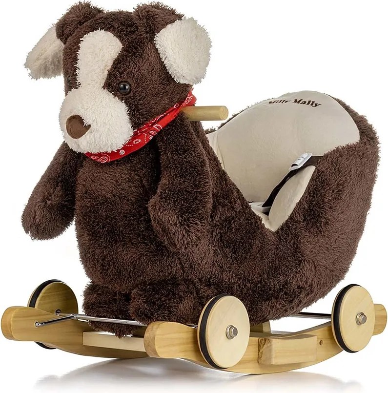 Hojdací psík s melódiou a kolieskami Milly Mally Polly Plus Brown Dog