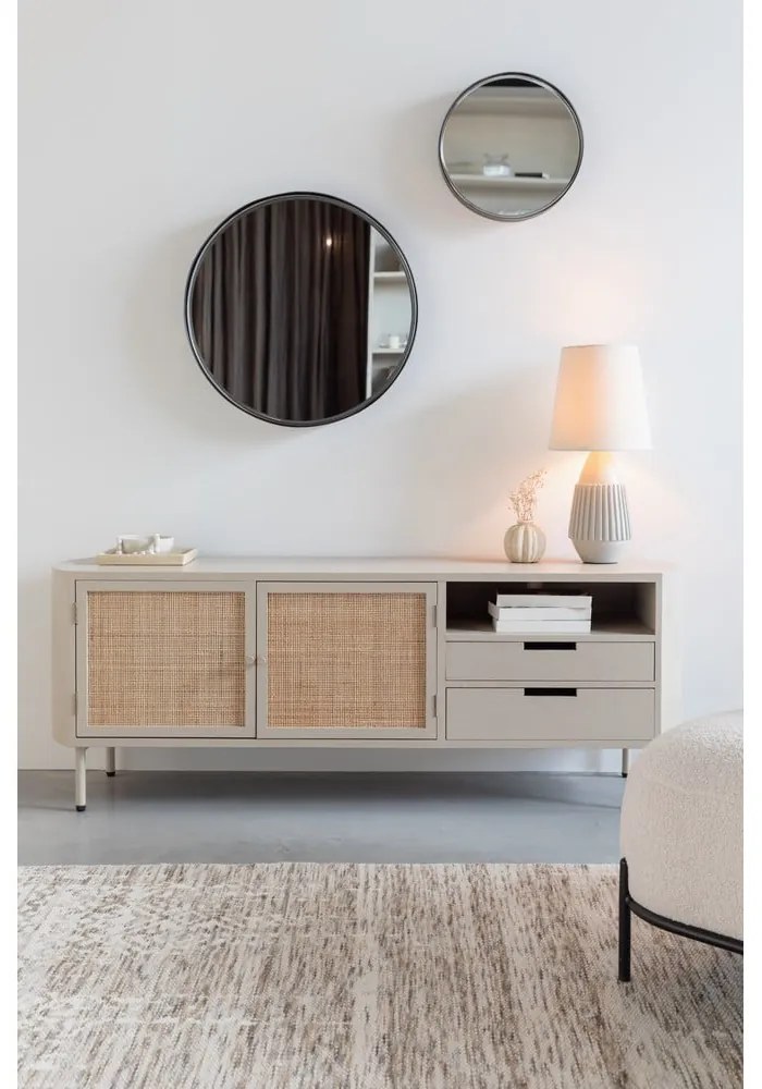 Krémový ratanový TV stolík 150x55 cm Amaya – White Label