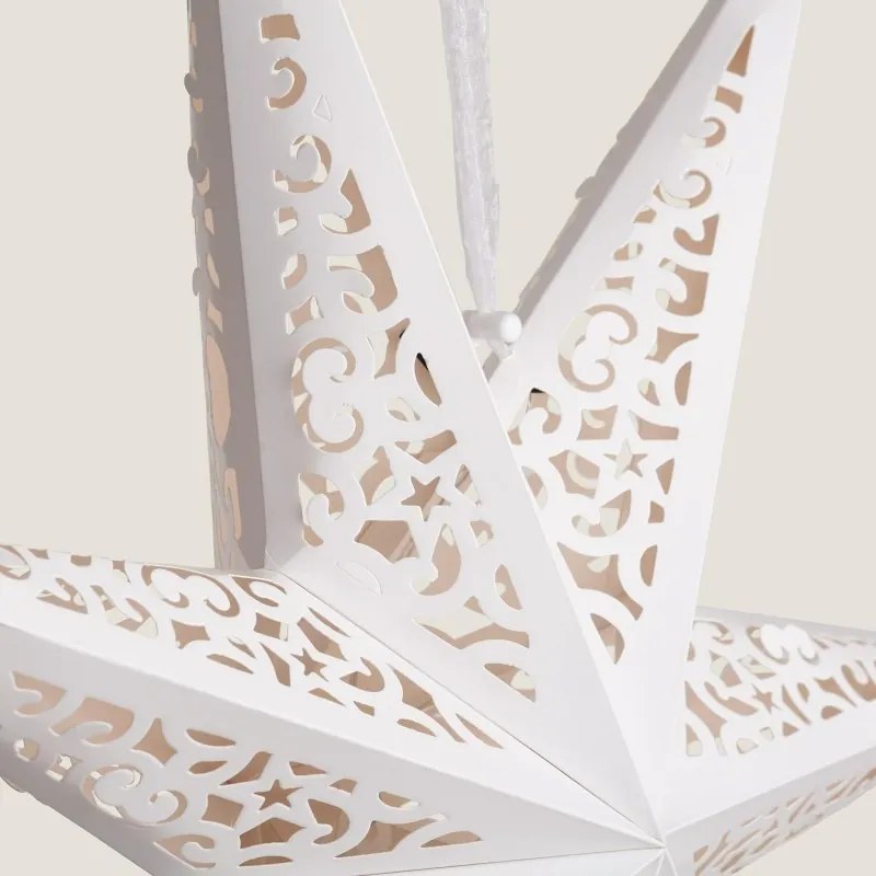 Vianočná papierová hviezda sedemcípa AUREVIA 60 cm, biela