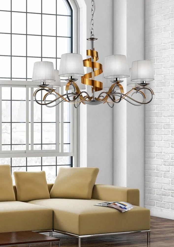 Candellux DENIS Luster 8X40W E14 Chrome / Gold 38-23469