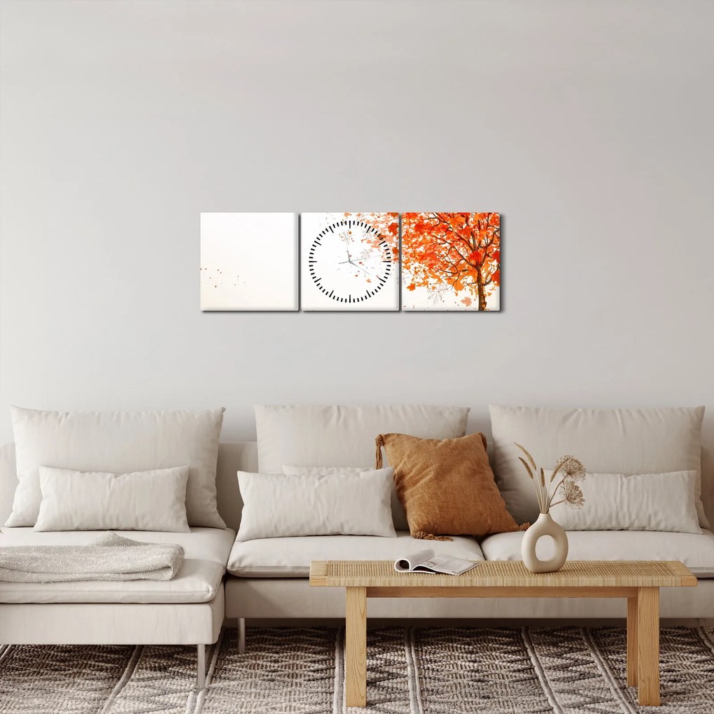 Obraz - Strom vo vetre (s hodinami) (90x30 cm)