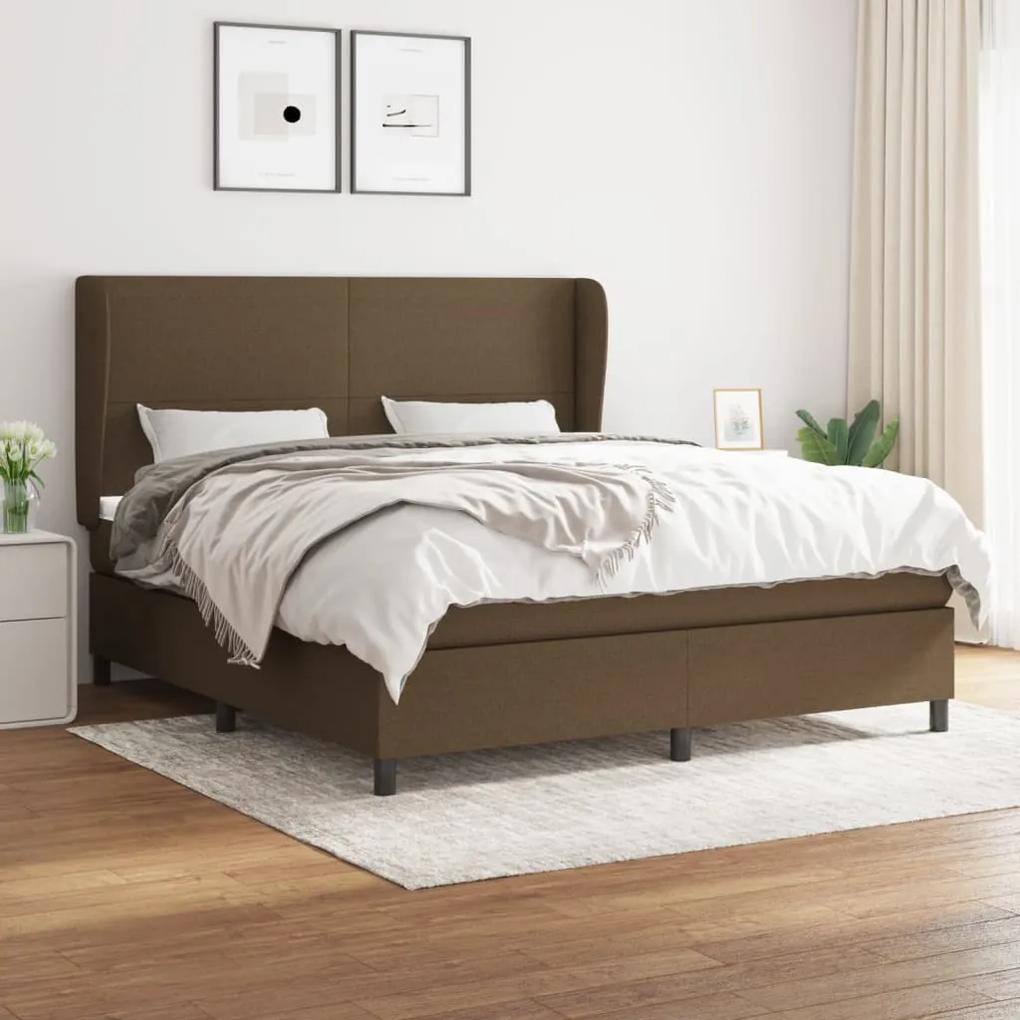 Boxspring posteľ s matracom tmavohnedá 160x200 cm látka 3127816