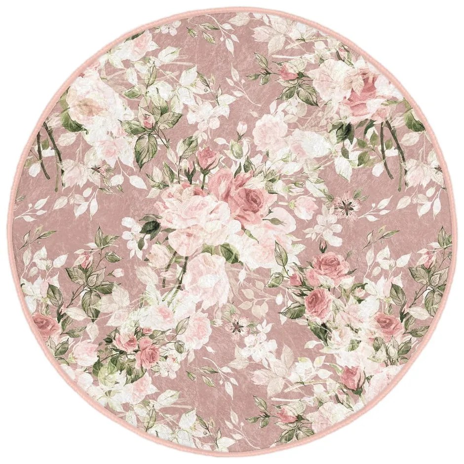 Svetloružový prateľný okrúhly koberec vhodný pre robotické vysávače ø 100 cm Comfort – Mila Home