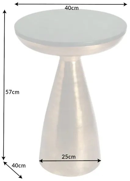 Príručný stolík ELEMENTS 40cm zlatý s odnímateľnou mramorovou doskou zelený