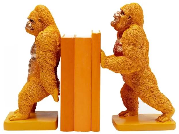 KARE DESIGN Zarážka na knihy Gorilla oranžová, set 2 ks 28,8 × 17,5 × 15 cm