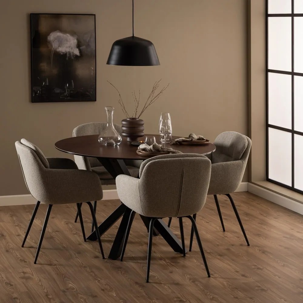 Béžové čalúnené jedálenské kreslo s podrúčkami Dora – Actona