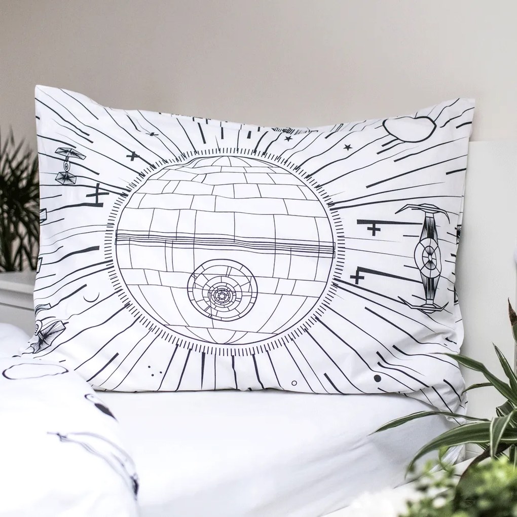 Jerry Fabrics Bavlnené obliečky so svietiacim efektom 140x200 + 70x90 cm - Star Wars "Death Star"