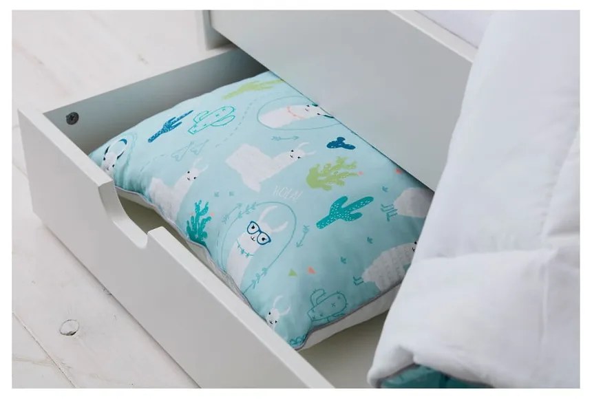 Modrý detský dekoratívny vankúš Pinio Llamas, 40 × 55 cm