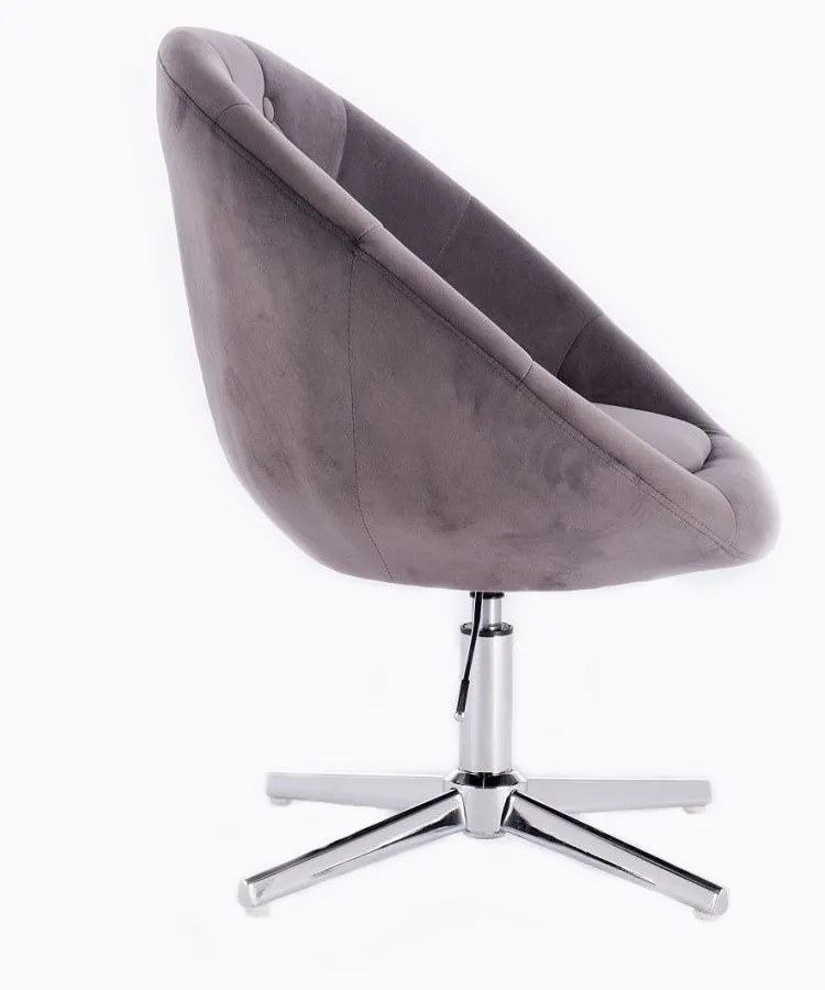 LuxuryForm DESIGN Kreslo VERA VELUR na striebornom kríži - tmavo šedé