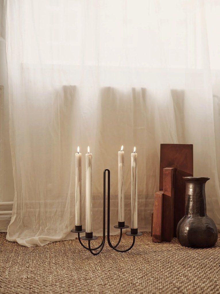 ferm LIVING Kónická sviečka DRYP 30 cm, sada 2 ks, teple šedá