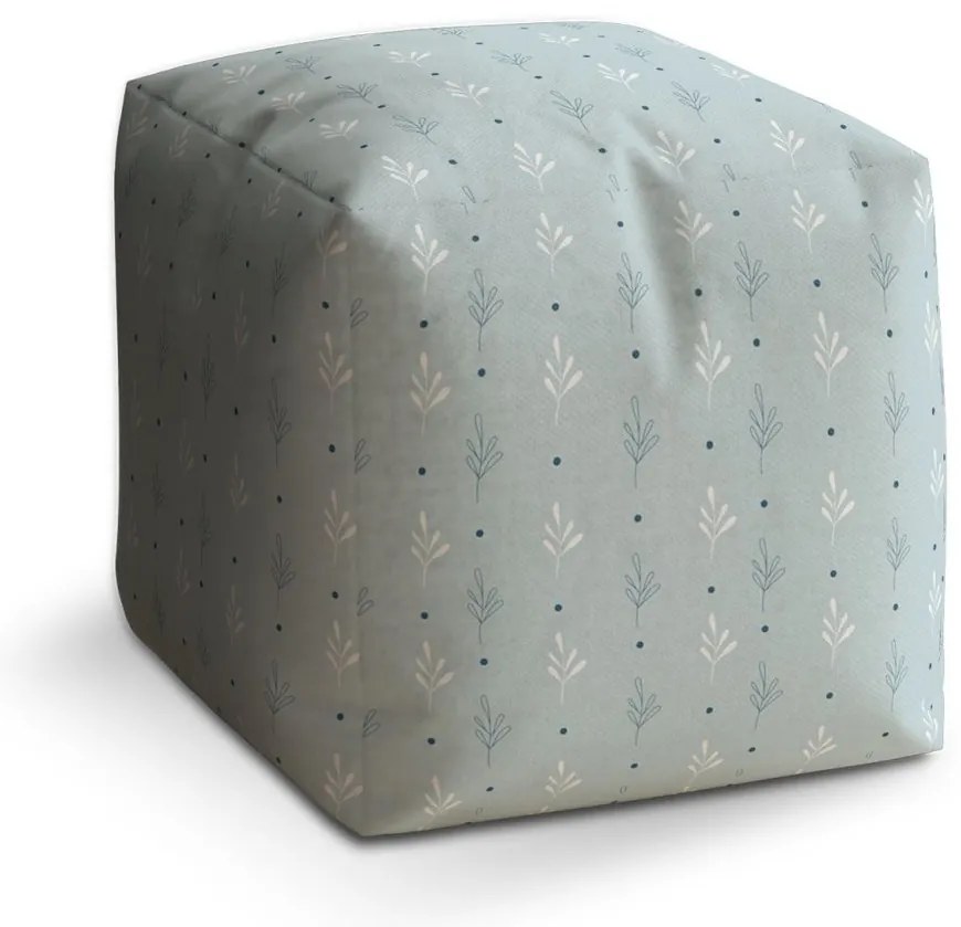 Taburet Cube modré a biele lístky, sivá