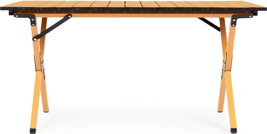 Skladací kempingový stolík MOLDO 90x60 cm žlto-hnedý
