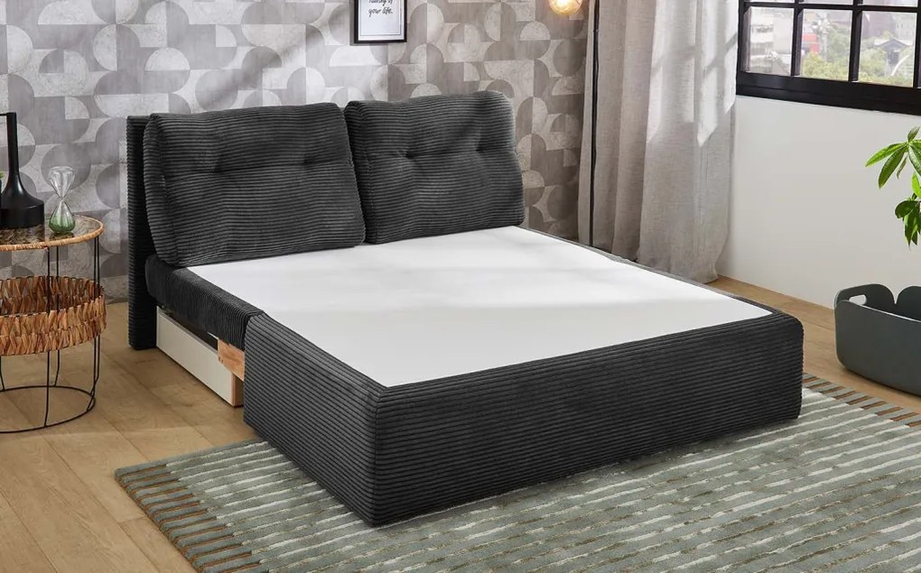 Rozkladacia pohovka Torben, šedá štrukturovaná látka