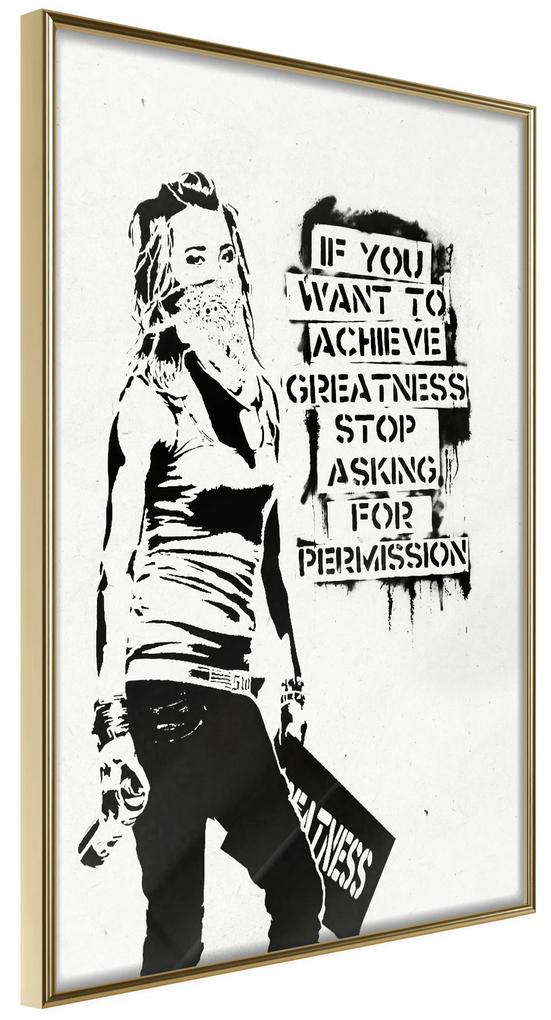 Artgeist Plagát - Girl with Graffiti [Poster] Veľkosť: 40x60, Verzia: Čierny rám s passe-partout