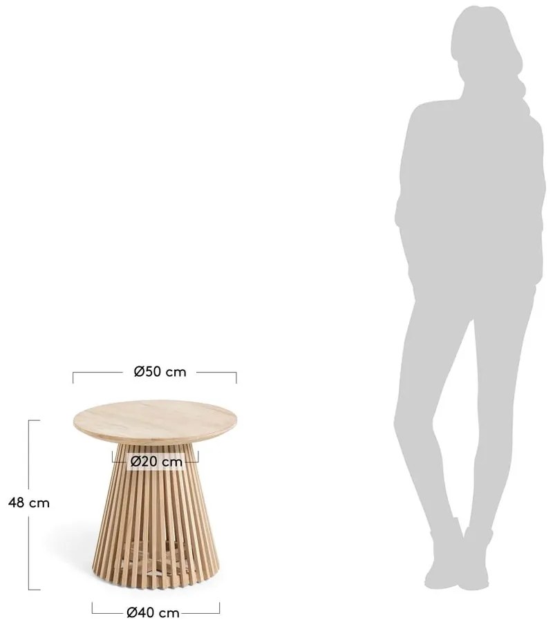 Príručný stolík z teakového dreva Kave Home Irune, ø 50 cm