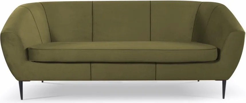 Trojmiestna pohovka Olivio, machovo zelená zamatová tkanina