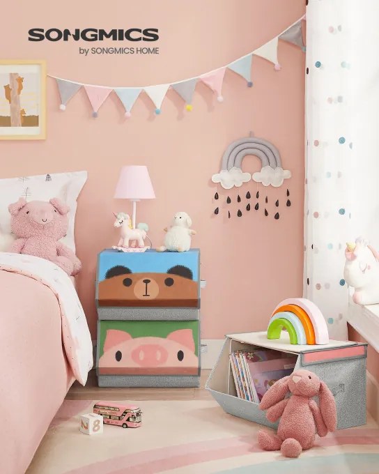 Detské stohovateľné boxy na hračky RFB760P02 (3 ks)