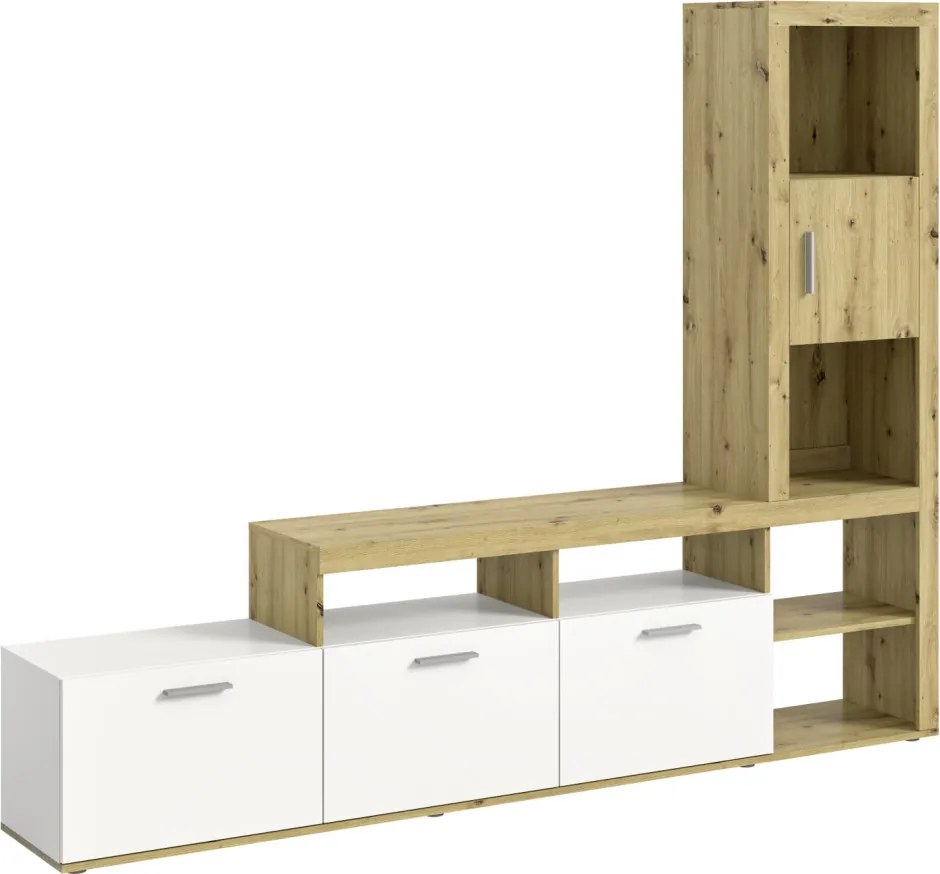 Obývacia stena Jacky, dub artisan/biela