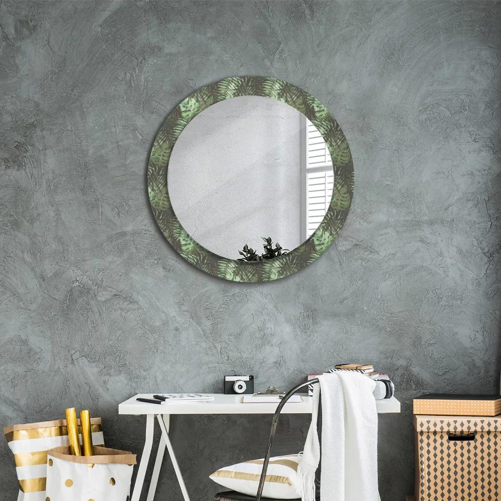 Okrúhle ozdobné zrkadlo na stenu Tropické listy fi 70 cm