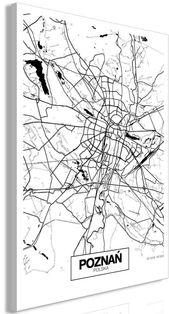 Artgeist Obraz - City Plan: Poznan (1 Part) Vertical Veľkosť: 80x120, Verzia: Premium Print