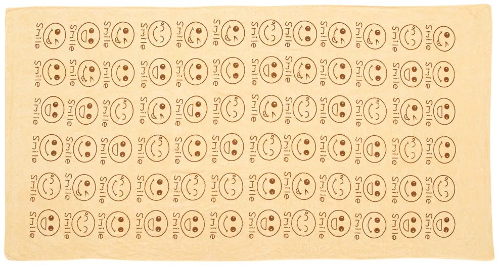 Rýchloschnúca osuška SMAJLÍK 70 x 140 cm béžová, 100% mikrovlákno