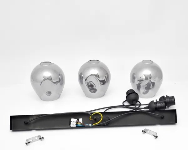 Luster na lanku LILI 3xE27/15W/230V čierna/šedá