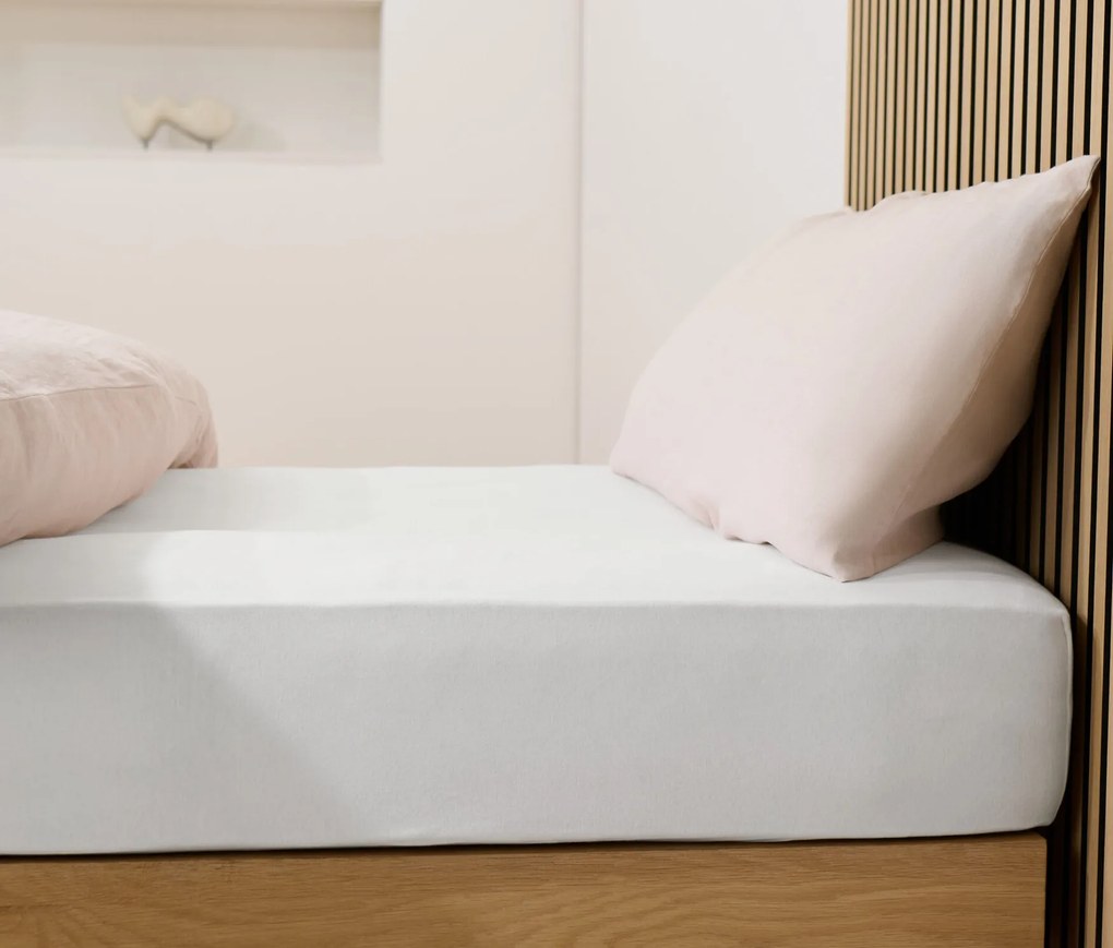 Džersejová napínacia plachta, dvojlôžko, biela
