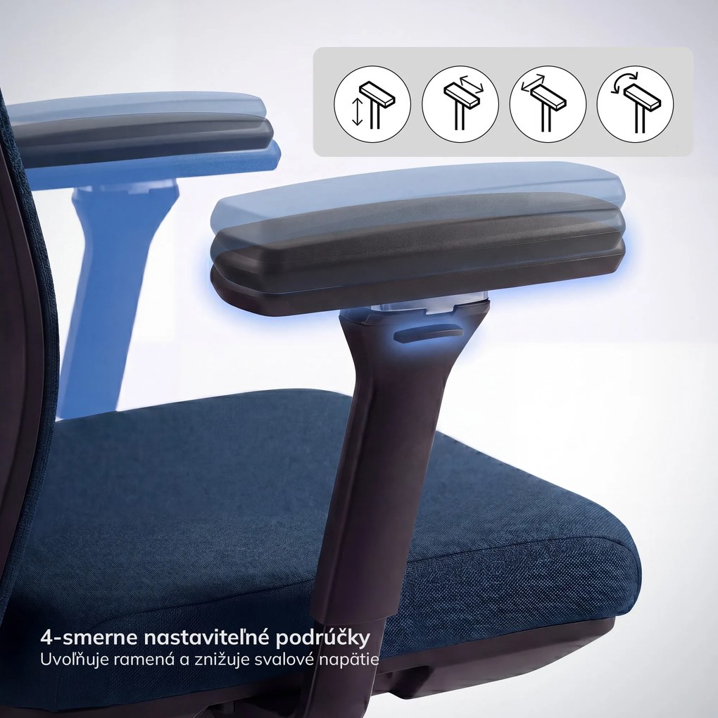 Ergonomická otočná kancelárska stolička, tmavomodrá: VECTOR