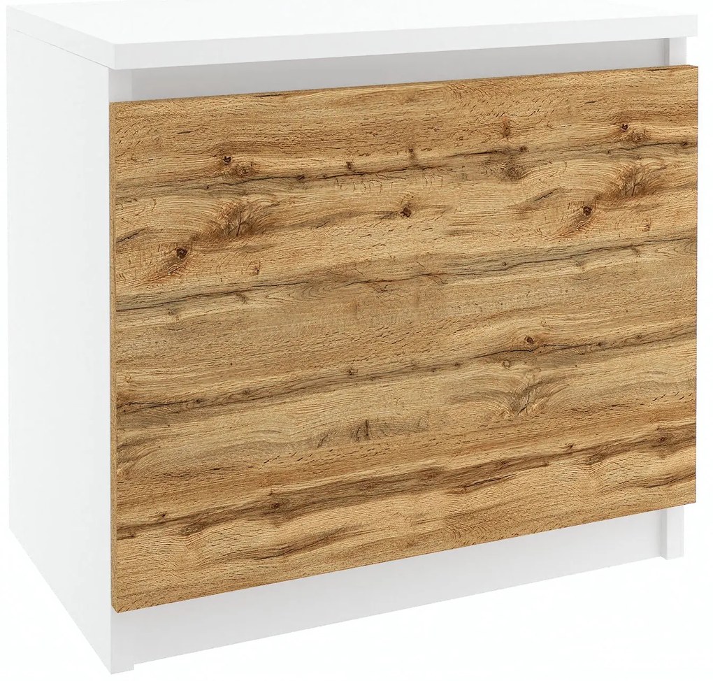 Nočný stolík Belini biely / dub wotan SI SN1/0/W/DW/0/0