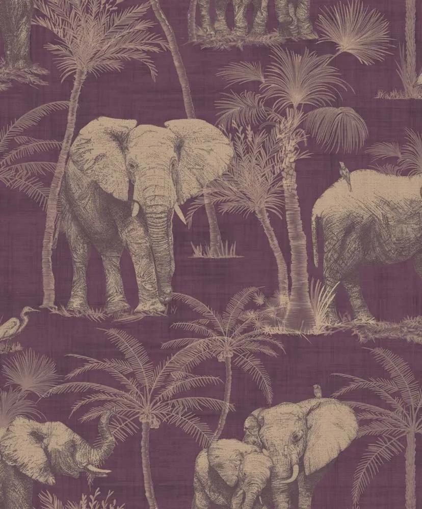 Arthouse Tapeta na stenu - Elephant Grove Elephant Grove Aubergine