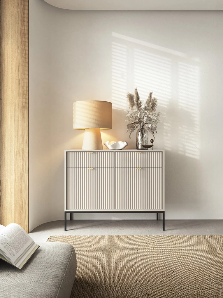 Komoda Nova 104 cm so zásuvkami sivá/čierna