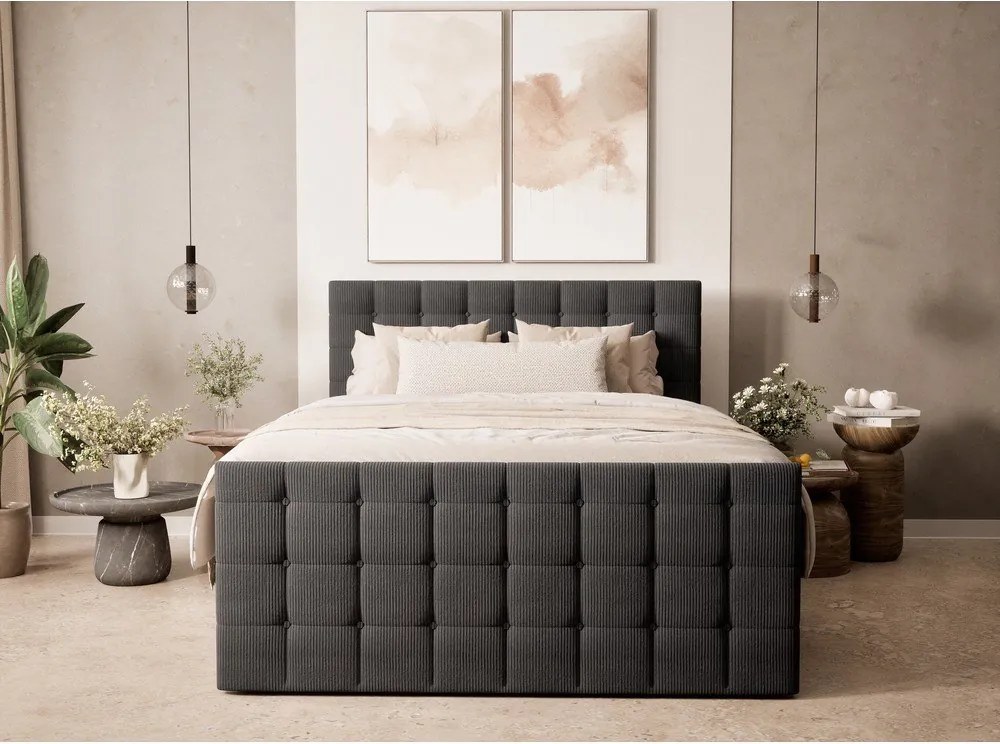 Antracitová boxspring posteľ s úložným priestorom 180x200 cm Tasca – Maison de Rêve