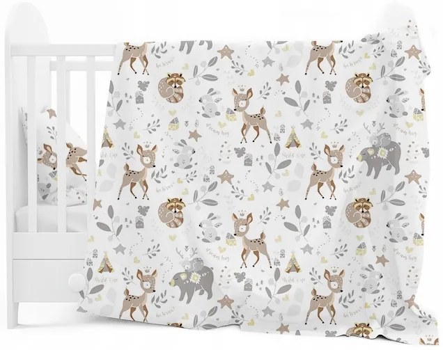 Detské bavlnené obliečky do postieľky 135x100 cm PREMIUM - Srnček a priatelia