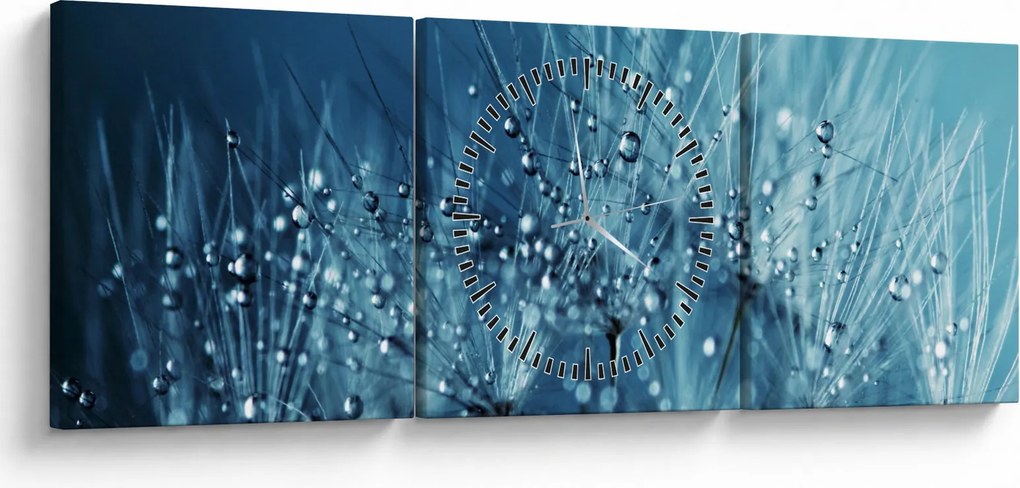 Obraz - Kvapky rosy (s hodinami) (90x30 cm)