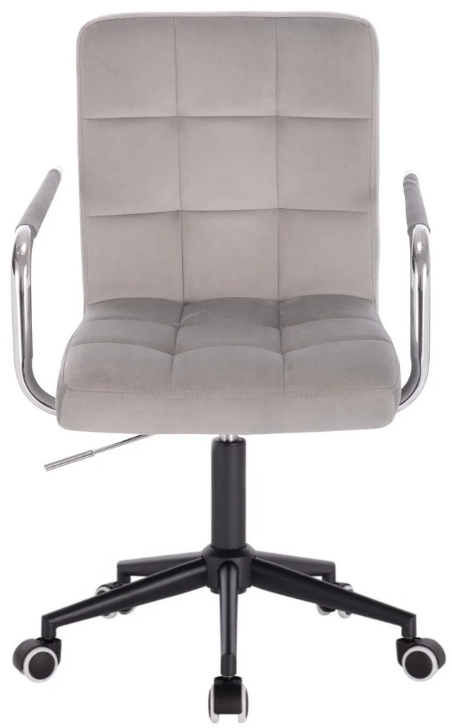 LuxuryForm DESIGN Stolička VERONA VELUR na čiernej podstave s kolieskami - svetlo šedá