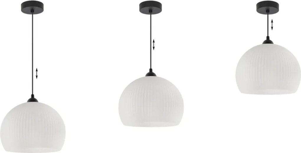 Závesné svietidlo Riffle 5, 1x biele sklenené tienidlo, b