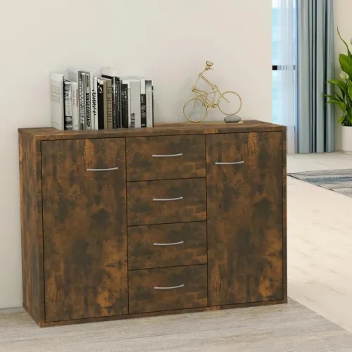 vidaXL Komoda dymový dub 88x30x65 cm spracované drevo-