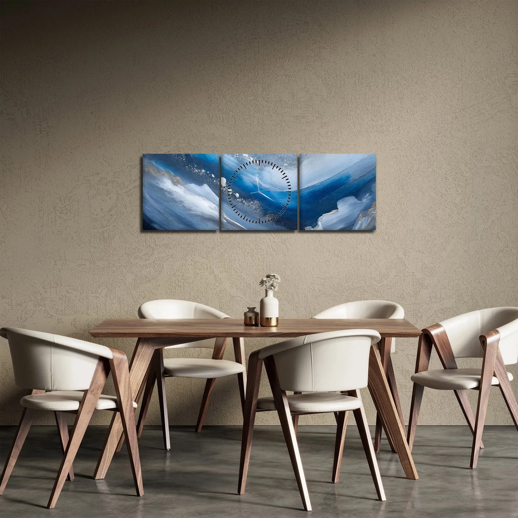 Obraz - Abstrakcia oceánu (s hodinami) (90x30 cm)