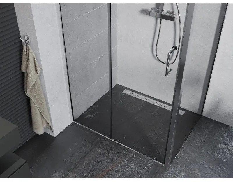 Mexen Apia, sprchový kút s posuvnými dverami 120 (dvere) x 80 (stena) cm, 6mm číre sklo, chrómový profil, 840-120-080-01-00