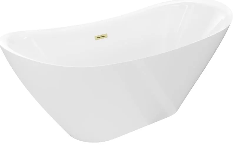 Mexen Lotos, voľne stojaca vaňa 180 x 75 cm, biela, zlatý matný prepad, 52051807700-55