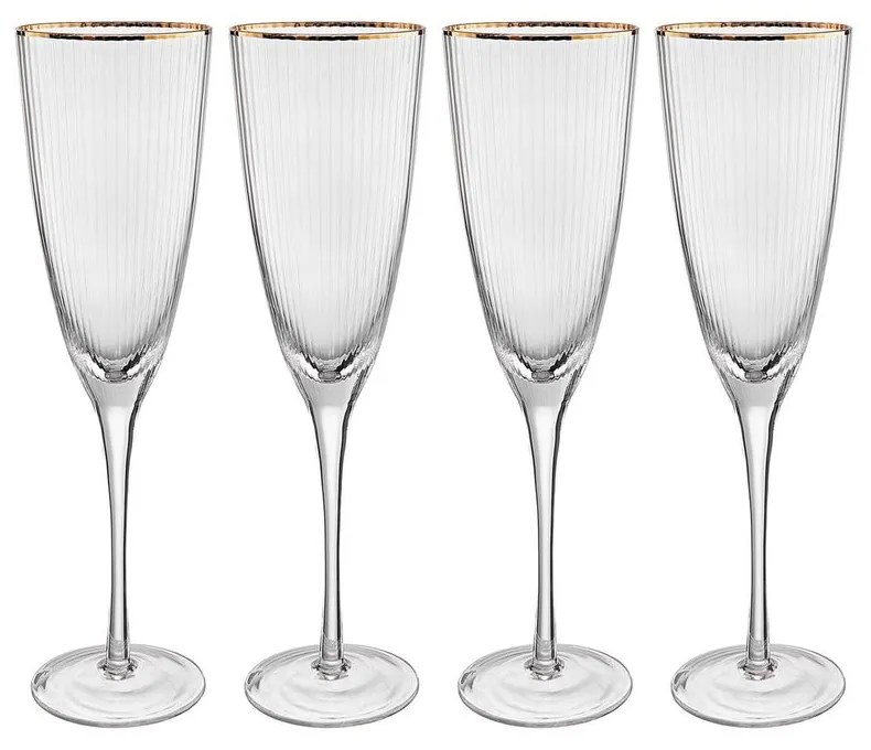 GOLDEN TWENTIES Sada pohárov na šampanské so zlatým okrajom 250 ml 4 ks
