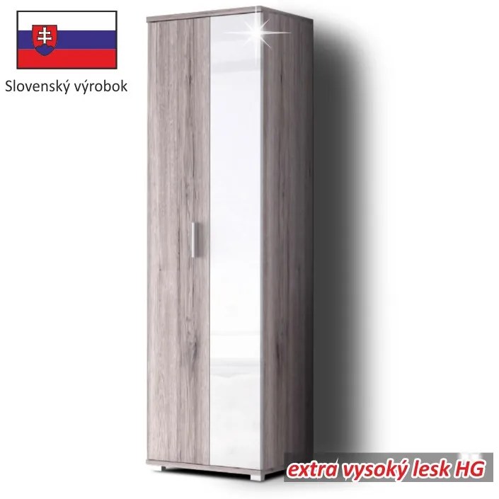 Predsieňová skriňa Rachel - dub canyon / biely vysoký lesk