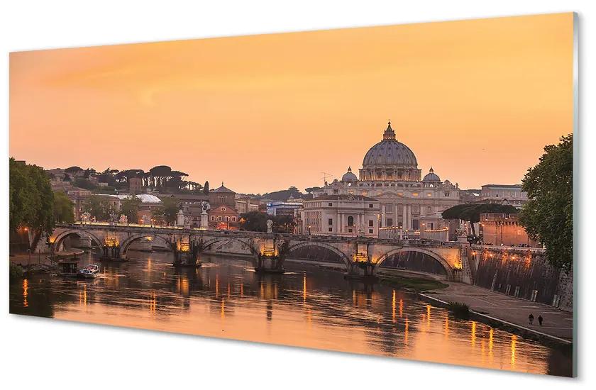 Obraz na akrylátovom skle Rieka rím sunset mosty budovy 140x70 cm