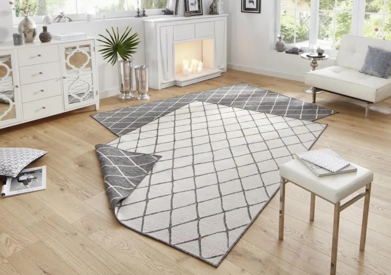 Hanse Home, Kusový koberec Twin-Wendeteppiche 103118 grau creme – na von aj na doma, 80x150, šedá, chodba / predsieň