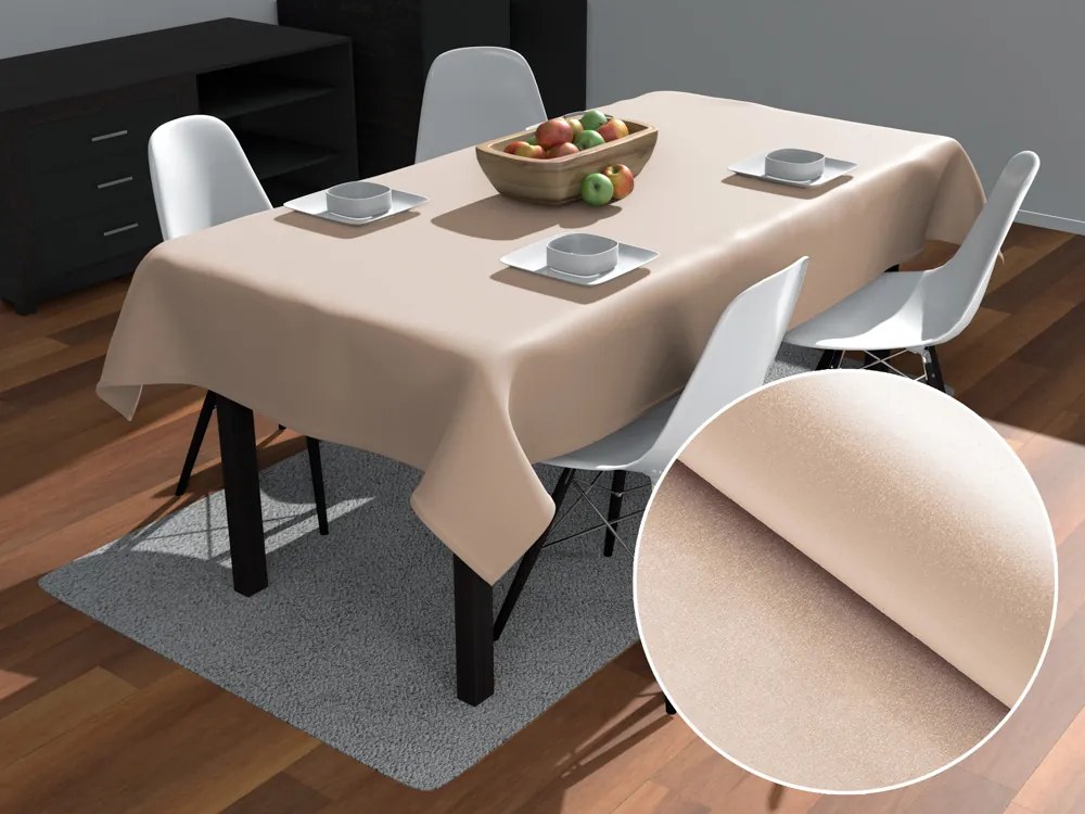 Biante Veľký teflónový obdĺžnikový obrus TF-096 Púdrovo béžový bez vzoru 160x220 cm