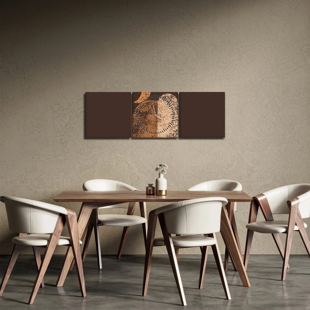 Obraz - Oranžové oblúky N⁰2 (s hodinami) (90x30 cm)