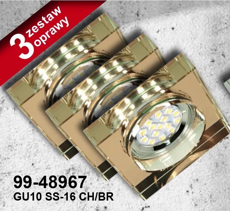 CLX Súprava 3x LED podhľadové osvetlenie ZAVIOS, 3xGU10, 3W, hranaté, hnedé